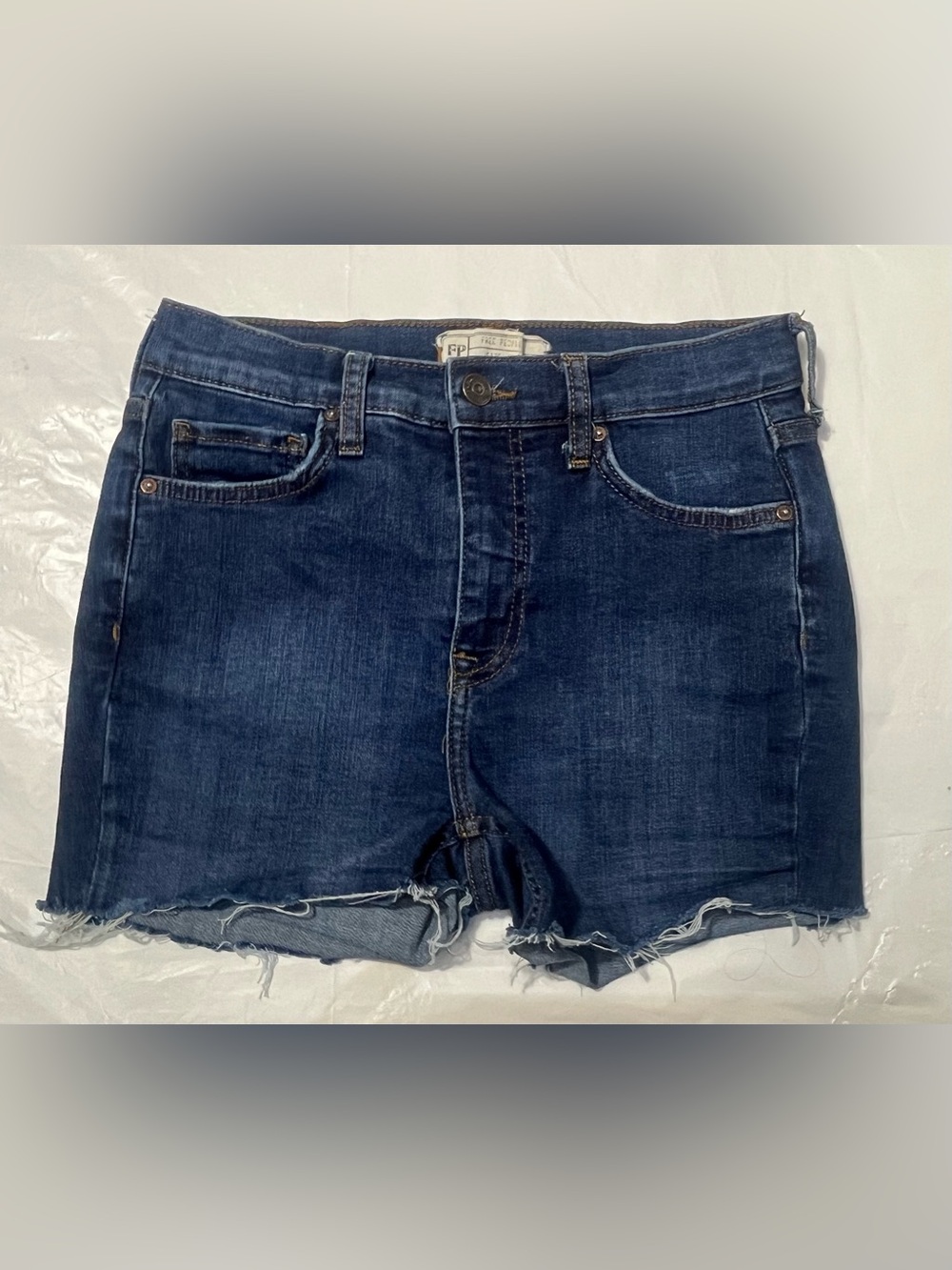 Free People Wo Sz 27 Waist Dark Blue Denim Frayed Hem Shorts